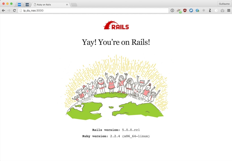 Page d'accueil de Rails depuis Docker